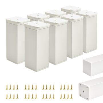 8 x Osnovne noge za namještaj | Presjek 40x40 mm | V - 100 mm | Boja: Bijela + Vijci uključeni