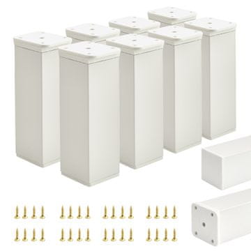 8 x Osnovne noge za namještaj | Presjek 40x40 mm | V - 120 mm | Boja: Bijela + Vijci uključeni