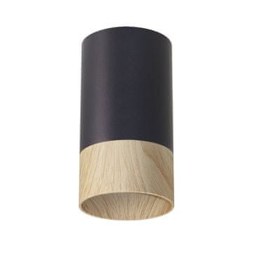 Moderna okrugla stropna svjetiljka Ø5,5 cm crna drvena završna obrada 1xGU10 15W CONTI Candellux
