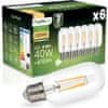 6x LED žarulja E27 T45 s filamentom 4W = 40W 470LM 3000K Topla 360° Dekorativna osvijetljena