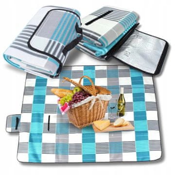 Vodootporna kockasta plažna deka za piknik, sklopiva s torbom za plažu 200x200