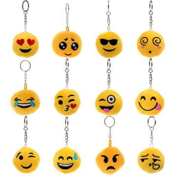 Privjesak za ključeve, plišani privjesak za ključeve s emotikonima, emoji, razni uzorci 12 kom.