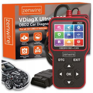 ZENWIRE Interfejs tester skener dijagnostički zaslon OBD2 ELM327 CAN računalo Zenwire V620