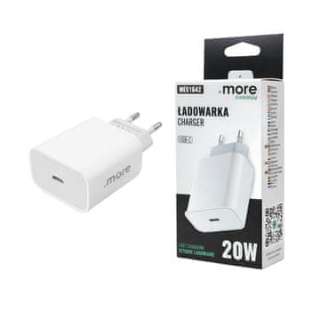 USB-C zidni punjač 20W PD 3A brzo punjenje za telefon i tablet, bijela boja