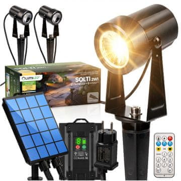 LUMILED Solarna vrtna lampa s 3x LED reflektorom 3000K 11m + daljinskim upravljačem solti lumiled