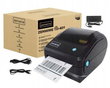 ZENWIRE Mini termalna pisač naljepnica za kurirske pošiljke, samoljepljive, 100x150, žičana, Zenwire TD-401 USB