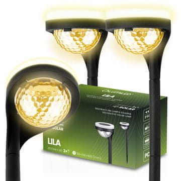 LUMILED 2x Solarna vrtna lampa LED lila, ugradljiva, vanjska, dekorativna, 3000K, osvijetljena