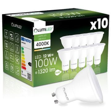 LUMILED 10x LED žarulja GU10 reflektor PAR16 12W = 100W 1320LM 4000K Neutralno 120° osvjetljenje