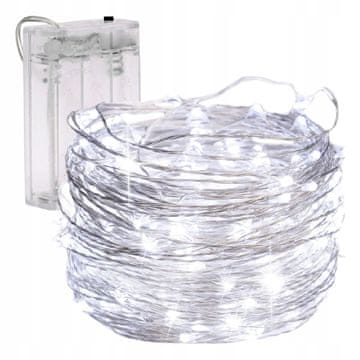 Lančani niz od 50 LED dioda, bijele hladne boje, 5 m, za božićno drvce, aranžman