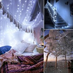 Žičane lampice 50 LED na baterije, hladno bijela, 5m, lampice za božićno drvce, ukras