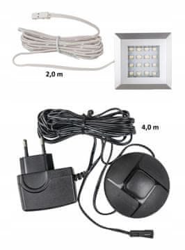 LED rasvjeta Kvadratna svjetiljka za ispod ormarića s LED modulom, hladno bijelo svjetlo
