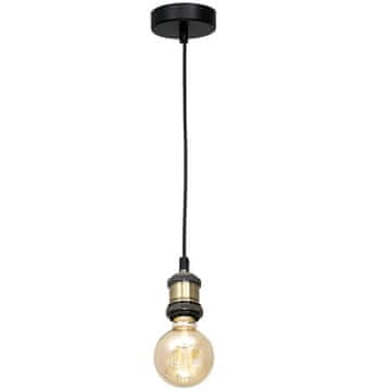 Industrijska crna viseća svjetiljka s mesinganim elementom 1xE27 60W EDISON Milagro
