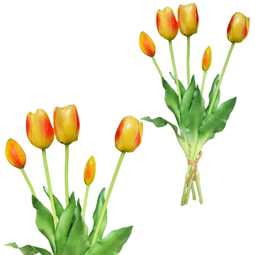 IN Žuto-narančasti tulipani - Buket od gume s tulipanima 39 cm Real Touch boja 16