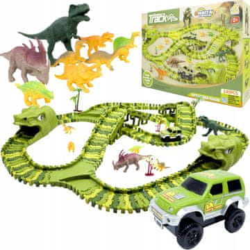 LandToys Staza za automobile s dinosaurima + Staza za trkaće automobile s dinosaurima u parku