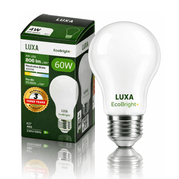 LED ŽARULJICA E27 SA ŽARNILOM KLASA B A 60 4W 806LM = 60W 4000K EcoBright+