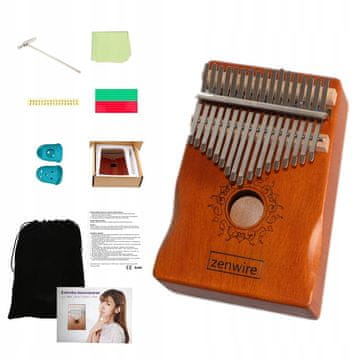 ZENWIRE Kalimba instrument afrički pianino zanza mbira 17 tipki drvena smeđa Zenwire K-01