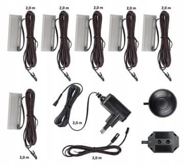 LED rasvjeta 6 točaka Clips - hladno bijela s napajanjem za vitrine i police