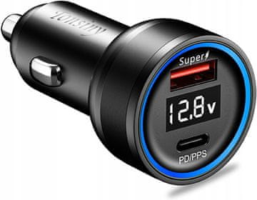 Auto punjač USB A SUPERVOOC 67W (Oppo) i s USB C PD (30W), QC4.0, AFC