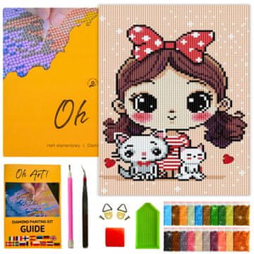 5D DIJAMANTNI VEZ s okvirom za djecu Dijamantna slika mačke 20x30