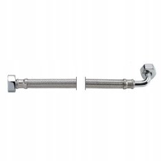Crijevo s koljenom, čelično opleteno, GW 1/2” x CODO GW 3/8” 30 cm Inox
