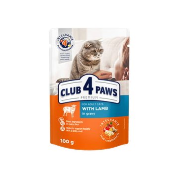Club 4 Paws PREMIUM HRANA ZA ODRASLE MAČKE s janjetinom u umaku - vrećica od 100 g