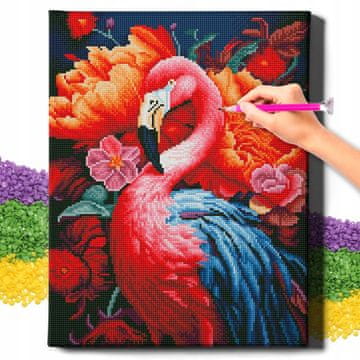 DIJAMANTNA SLIKA 5D s OKVIROM Dijamantni vez Veliki mozaik Flamingo 40x50 cm