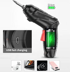 Električni akumulatorski odvijač 3.6 V, set 47 el., mini odvijač usb, kufer