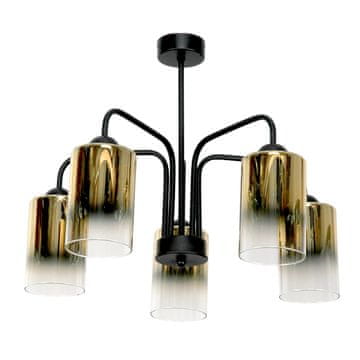 It STROPNA LAMPA KLASIČNA CRNA, STAKLENE ŽARULJE, ZLATNO PROZIRNO 15-500 MONARE