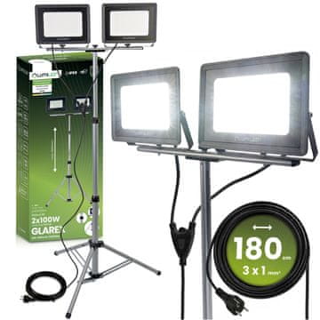 LUMILED LED halogena reflektorska žarulja 2 x 100W na tronožcu Glarex 4000K Lumiled