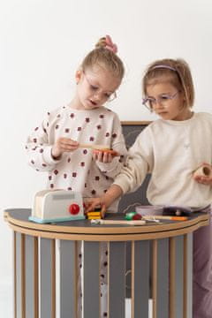3u1 Montessori ljuljačka L s ručkama + tobogan CLOUDS + ploča za stol - siva