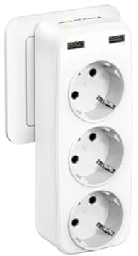 Električna utičnica, USB razdjelnik bijela 5 u 1, 3x Ž, 2x USB A