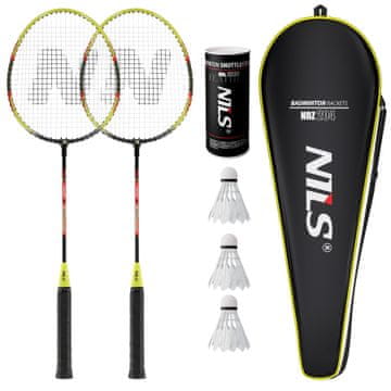 NILS NRZ204-1 SET ALUMINIJSKIH REKETA ZA BADMINTON + 3 PERJASTA ČLANKA + NAVLAKA