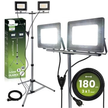 LUMILED LED halogena reflektorska žarulja 2 x 50W na tronožcu Glarex 4000K Lumiled
