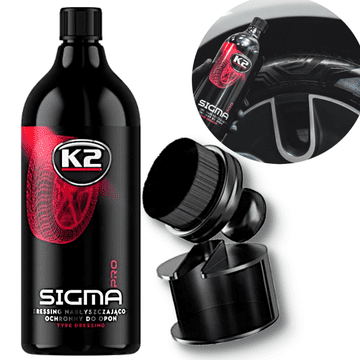 K2 SIGMA PRO 1L + APLIKATOR S DEBELIM VLAKNAMA SREDSTVO ZA CRNJENJE GUMA