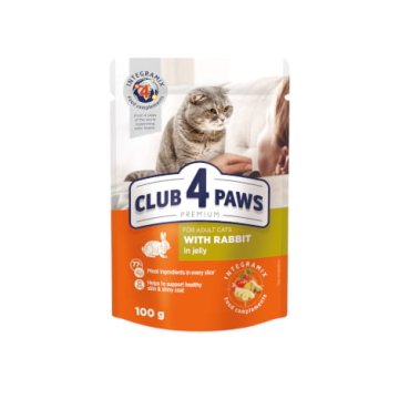Club 4 Paws PREMIUM hrana za odrasle mačke sa zecom u želeu - vrećica od 100 g