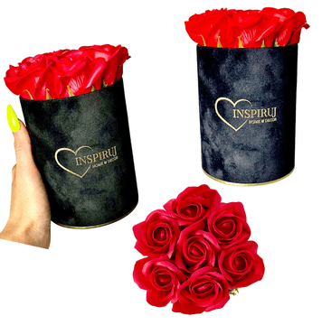 IN Flowerbox - Crna kutija sa sapunskim ružama - br. 14 Crvena