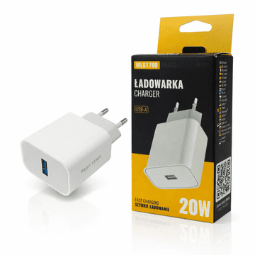 USB zidni punjač Fast Magic Lights 20W brzo punjenje bijelo snažno