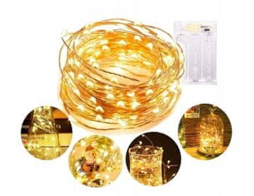 Žičane lampice 50 led na baterije, obojena žica, girlanda za vijenac rgb 5m