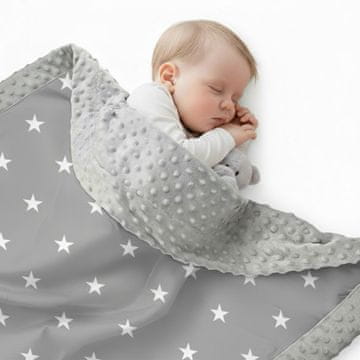 Minky dekica 75x50cm za bebe tijekom cijele godine - sive zvjezdice