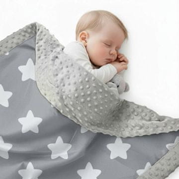 Minky dječja dekica, pamučna, dvostrana, 75x50 tanka - sivi medenjak