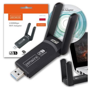 ZENWIRE Adapter kartice mreže USB 3.0 WiFi 1300Mb vanjski 5Ghz Zenwire WD-4605AC