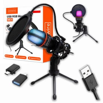 Studijski kondenzatorski mikrofon za računalo, PC gaming RGB USB-C USB 3.0 Zenwire ME4