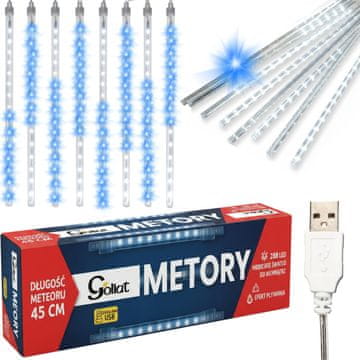 LED LAMPE ZA METEORSKI KIŠ ICICL, PADAJUĆI SNIJEG 45 CM, PLAVE, USB