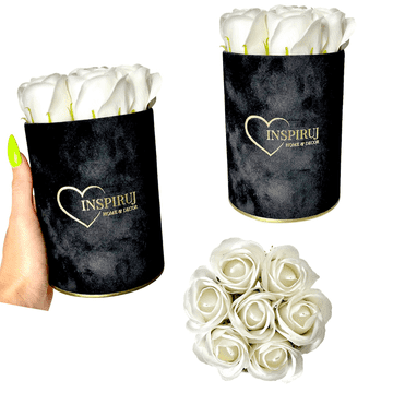 IN Flowerbox - Crna kutija sa sapunskim ružama - br. 19 Bijela