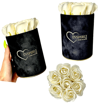 IN Flowerbox - Crna kutija sa sapunskim ružama - br. 18 Krem