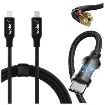 Mona USB-C/USB-C kabel Blashorn, najlonski, čvrsti oplet, QC 3.0, 2,4A, 1,8 m