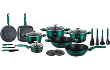 ZILNER Set posuda s mramornim premazom, 21 komad, Emerald Noir ZL-8542