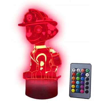 DZ 3D LED lampa PAW PATROL MARSHALL miješana boja + DALJINSKI UPRAVLJAČ