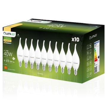 LUMILED 10x LED žarulja E14 svijeća BA35 5W = 40W 470lm 3000K Topla svjetlost 180°