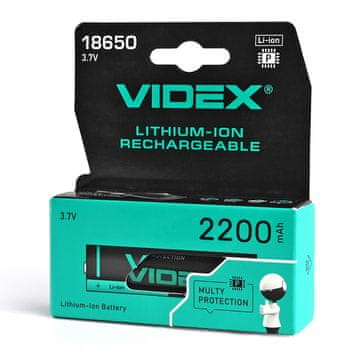 VIDEX 18650-P 2200mAh Li-ionska baterija sa zaštitnom kutijom u boji/1 kom